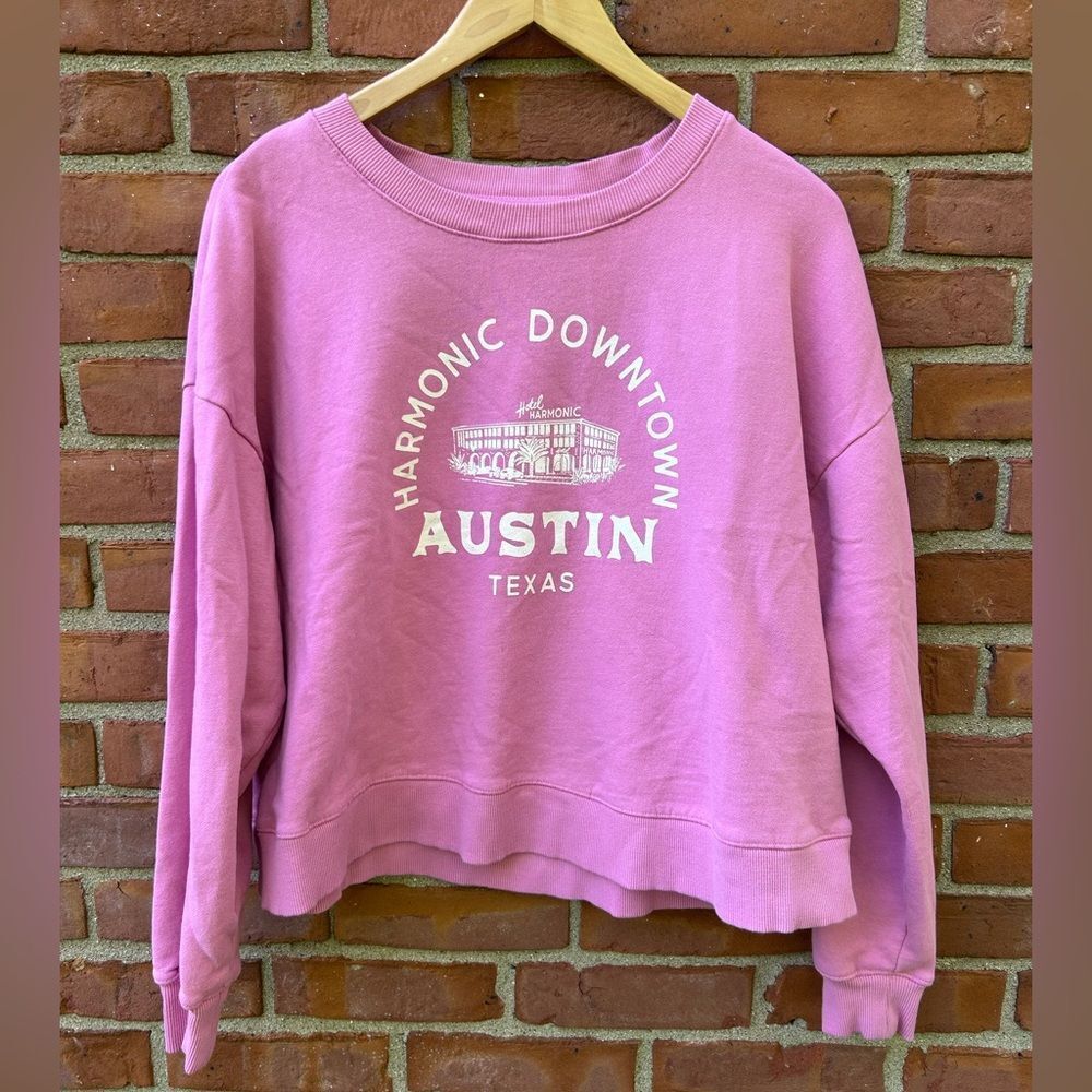 Anthropologie Pink Maeve Austin Texas Crewneck Sweatshirt - Picture 3 of 9